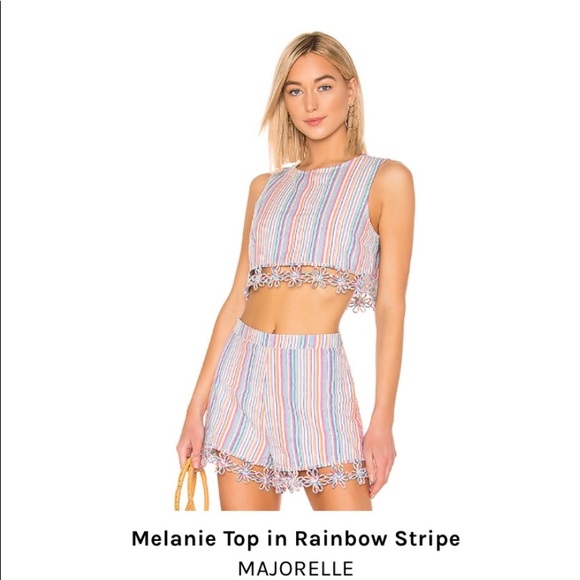 MAJORELLE Tops - NWOT MAJORELLE Melanie Top in Rainbow Stripe Small